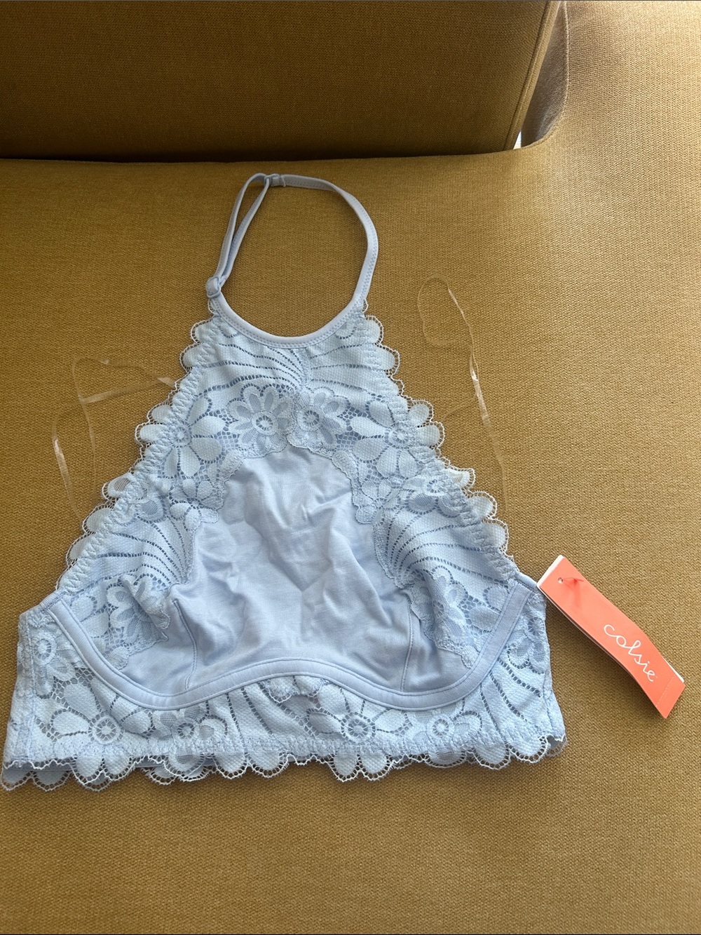 Colsie Lace Halter Bralette in Light Blue